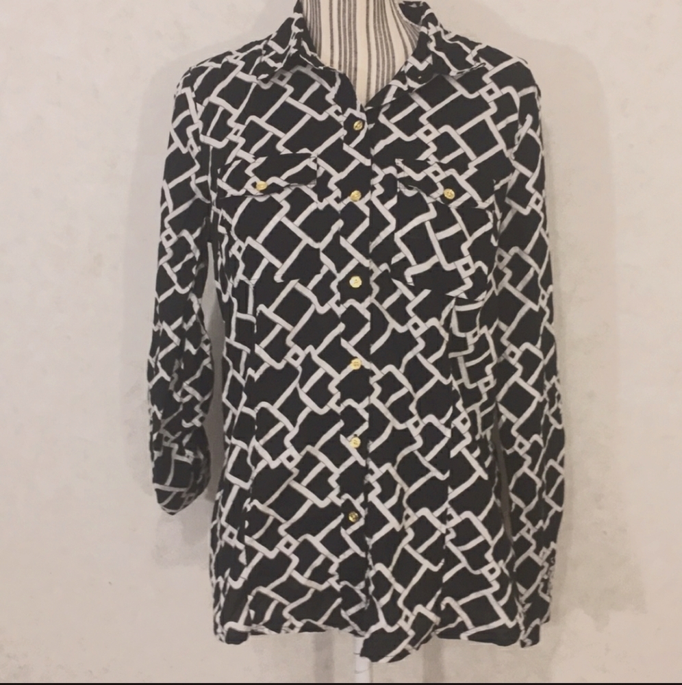 Michael Kors button-down geometric print top